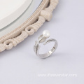 925 Sterling Silver Rings Feather Pearl Ring